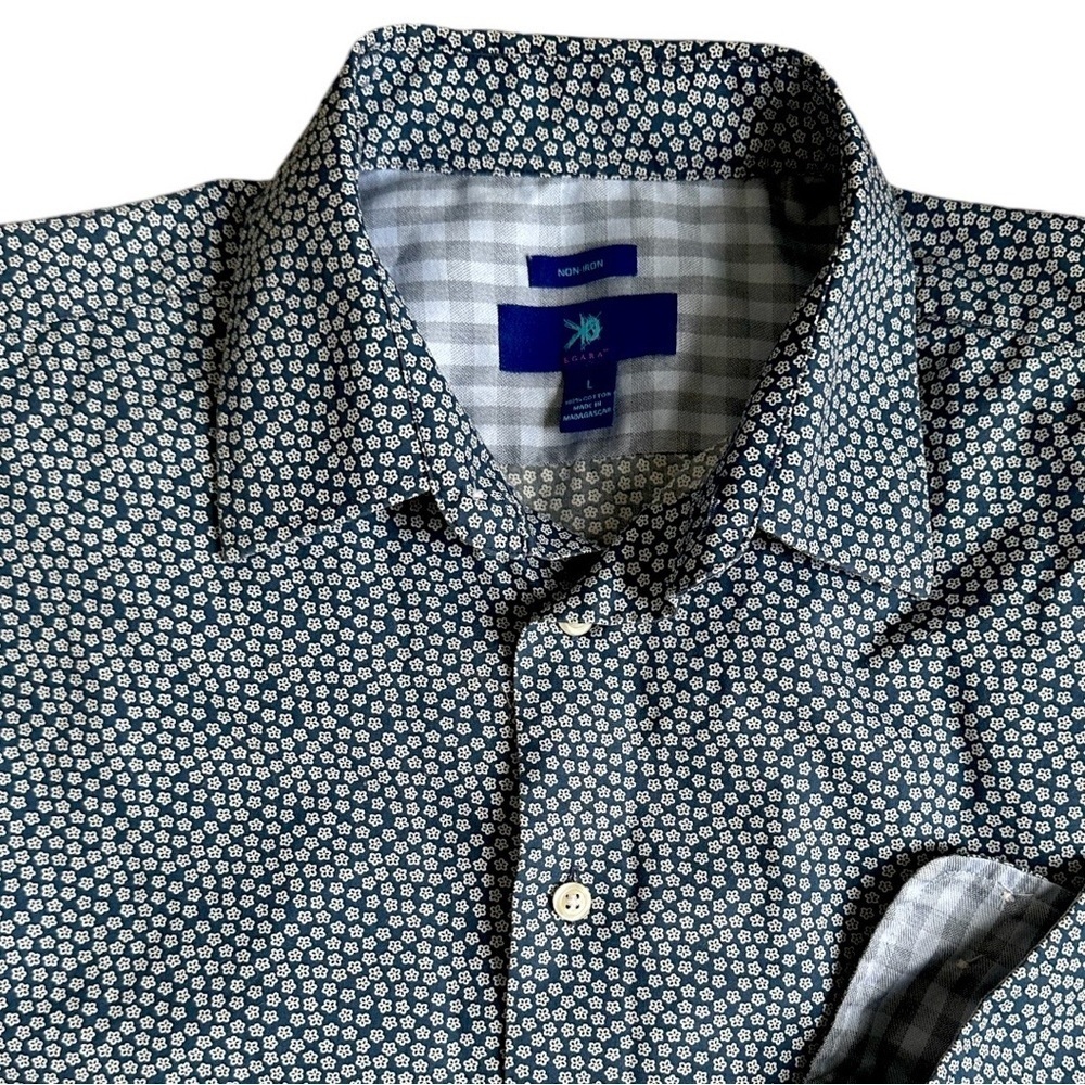 Egara Men’s Cotton Non-Iron Button Down Dress Shirt Size Large floral print